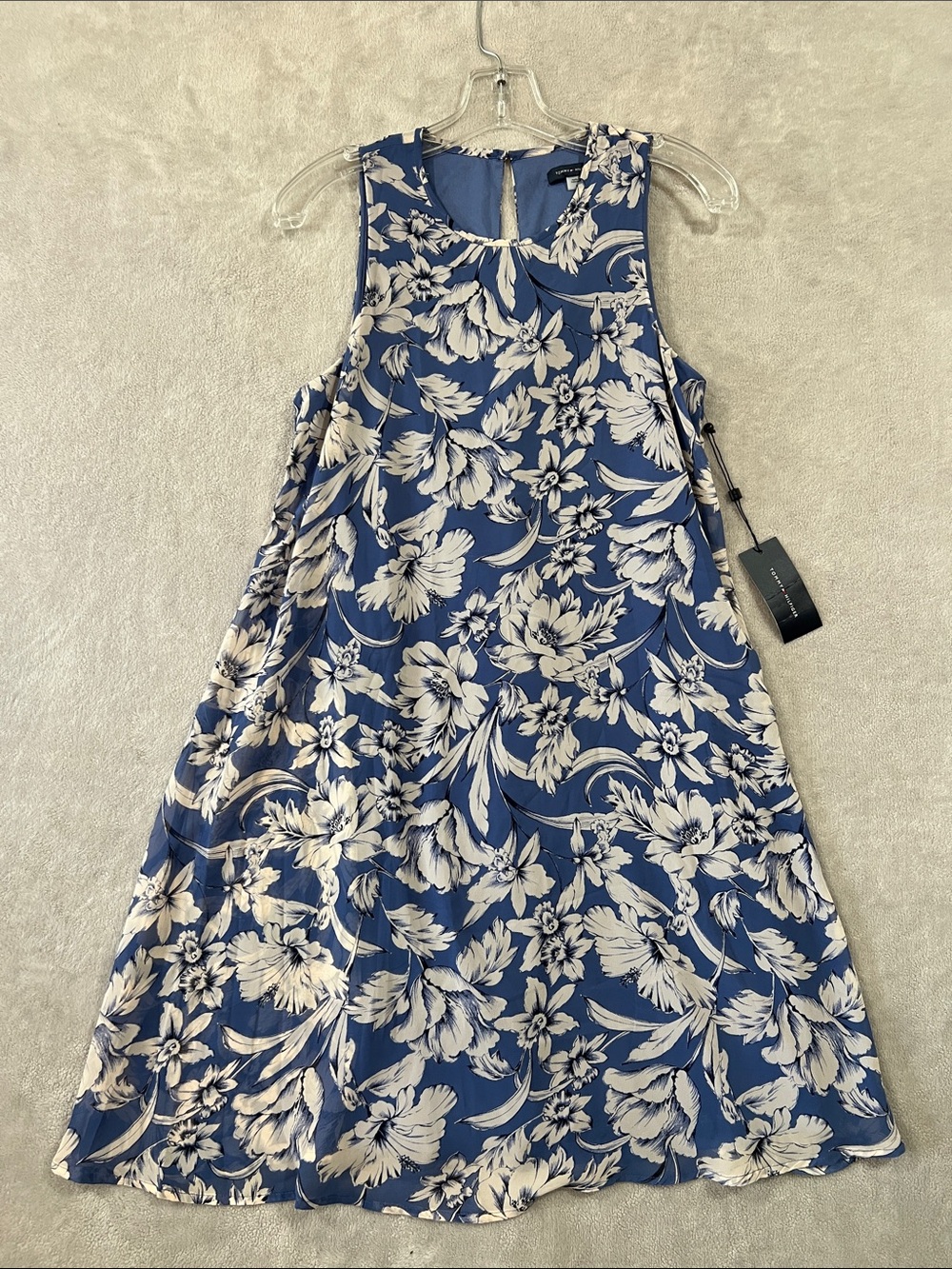 Tommy Hilfiger Blue and White Floral Midi Dress
